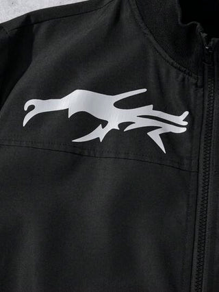 SHEIN جاكيت كاجوال بياقة قائمة مطبوع عليها ديناصور للفتيان المراهقين الأنيقين