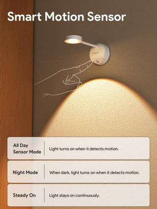 Teckwe ضوء الحائط LED الداخلي القابل للشحن، كاشف حركة، 3 ألوان إضاءة وسطوع قابل للتعديل، إضاءة صورة وجدارية للتعليق على الصور والرسومات والعرض والأركان والغرف المعيشة والممرات، هدايا عيد الميلاد، ضروريات الخريف والشتاء وحفلات التخييم والعطلات الأساسية