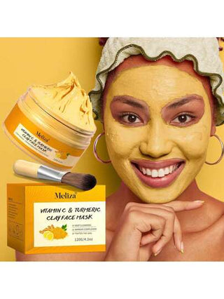 قناع طين الكركم والفيتامين سي 4.23 أونصة، قناع تقشير الكركم، قناع تنظيف عميق للنقط السوداء، قناع تقشير الفيتامين سي، لمظهر المسام الكبيرة والأوساخ والبشرة الدهنية، كهدية مثالية لعيد الأم