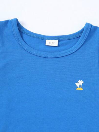 مجموعة كاجوال قطعتين: تي شيرت نمط الشجرة بلا أكمام للفتى المراهق وشورت هاواي ذو خصر مطاطي