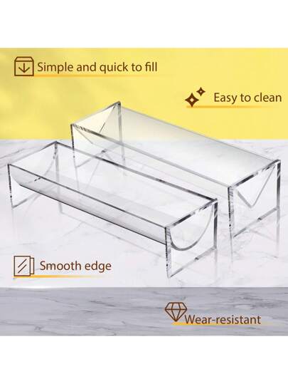 صينية تقديم شفافة، صينية عرض ماكرون شفافة، حامل مستطيل لصينية التقديم، حامل صينية عرض الطعام للمنزل والحفلات والفعاليات