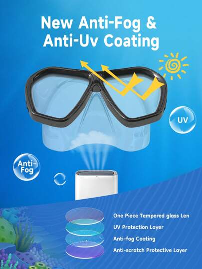 MYSTYLE قناع الغوص والسباحة الواضح للبالغين ، نظارات غطس مضادة للضباب ، مع غطاء الأنف ، مناسبة للغوص والتنظيم والسباحة