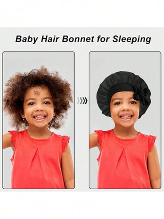 قبعة نوم من الحرير الصناعي الناعم للأطفال مع أربطة، تشعرهم بالأناقة والراحة، تهوية الهواء وغير قابلة للانزلاق، قبعة العناية بالشعر اليومية