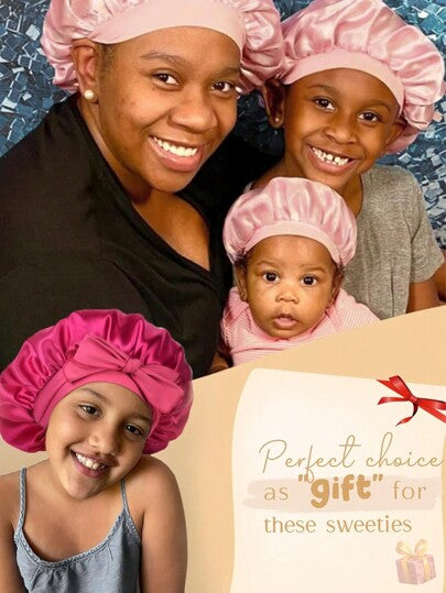 قبعة نوم من الحرير الصناعي الناعم للأطفال مع أربطة، تشعرهم بالأناقة والراحة، تهوية الهواء وغير قابلة للانزلاق، قبعة العناية بالشعر اليومية