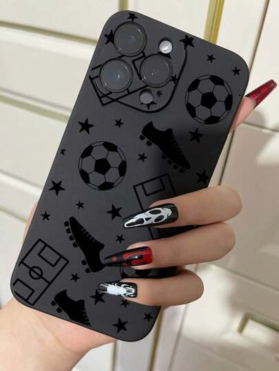 قطعة واحدة من الحالة الواقية للهاتف مقاومة للصدمات وسهلة الإمساك بها بتصميم بسيط بشكل كرة قدم، متوافقة مع هواتف آيفون وأونور وريدمي وجالكسي وبيكسل