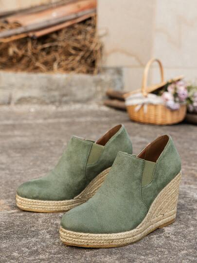 أحذية لوفر بمنصة نسيج صلبة ذات بطانة سميكة للنساء