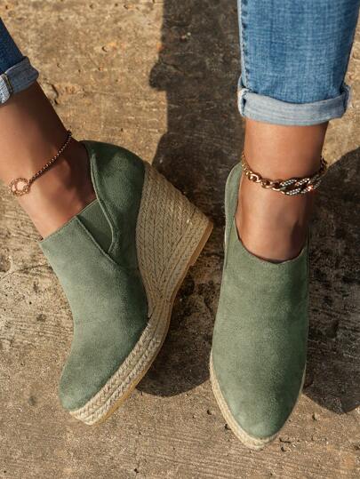 أحذية لوفر بمنصة نسيج صلبة ذات بطانة سميكة للنساء