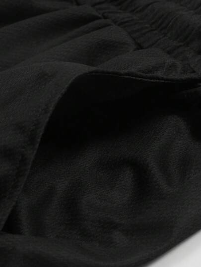 ROMWE MEN Anime بنطلون قصير بحزام رباط خصر بطباعة رسم بسيط، للرياضة والمدرسة