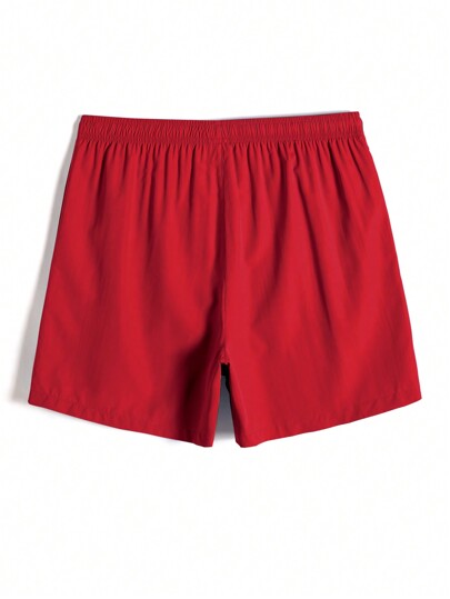 Manfinity KASUA شورتات شاطئ مع رباط خصر لون أحادي للرجال