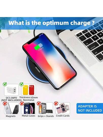 شاحن لاسلكي 15 وات متوافق مع آيفون 16 ، 15 ، 14 ، 13 ، 12 برو ، XS ماكس ، مني ، X ، XR جهاز شحن لاسلكي سريع ، متوافق مع سامسونج ، مناسب للمكتب والسكن والمنزل