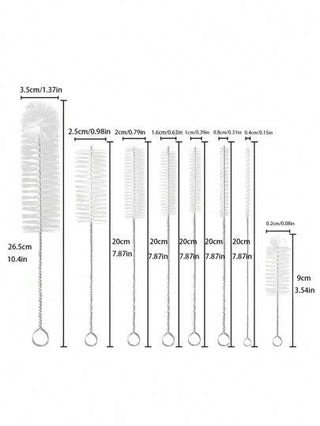 مجموعة فرشاة تنظيف قطع 8، فرشاة أنبوب الاختبار وفرشاة تنظيف الزجاجة والحلمة مصنوعة من النايلون، تشمل فرشاة تنظيف من الفولاذ المقاوم للصدأ لفتحات وإزالة الغبار
