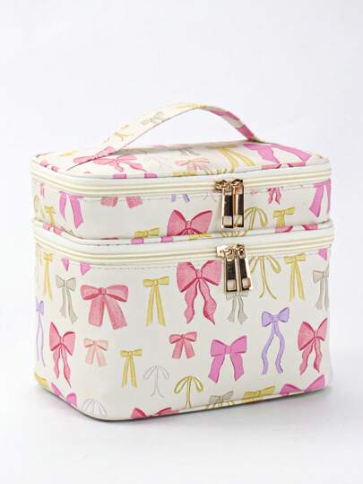 Duchess Plum رمضان حقيبة تجميل كوزمتيك للتخزين بطبعة فراشة عقدة الفراشة رسمية، مذهلة ، فائقة الجمال، مكونة من طبقتين ، ذات شكل مربع، تناسب المناسبات الخاصة كالأعياد والعيد