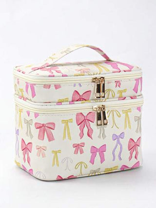 Duchess Plum رمضان حقيبة تجميل كوزمتيك للتخزين بطبعة فراشة عقدة الفراشة رسمية، مذهلة ، فائقة الجمال، مكونة من طبقتين ، ذات شكل مربع، تناسب المناسبات الخاصة كالأعياد والعيد