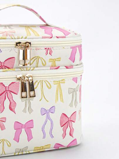 Duchess Plum رمضان حقيبة تجميل كوزمتيك للتخزين بطبعة فراشة عقدة الفراشة رسمية، مذهلة ، فائقة الجمال، مكونة من طبقتين ، ذات شكل مربع، تناسب المناسبات الخاصة كالأعياد والعيد