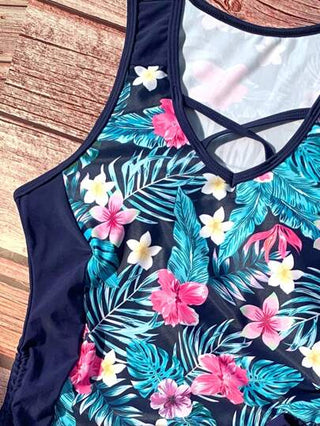 طقم تانكيني حريمي Swim Lushoire تانكيني متقاطع بطباعة استوائية شاطئية صيفية