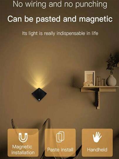 ضوء ليلي LED على شكل سمكة ذو حساسية حركية قطعة واحدة، مصباح جداري داخلي مزين بالبطارية، تركيب متعدد الاستخدامات، مثالي لخلق جو في المنزل - إضاءة خفيفة أصفر أنيقة