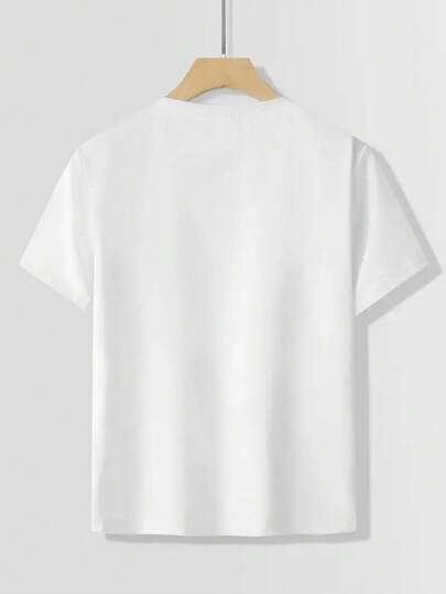 تي شيرت بولو بأكمام قصيرة بطبعة للبنين المراهقين، قطعة واحدة، صيفي، ملابس طالب