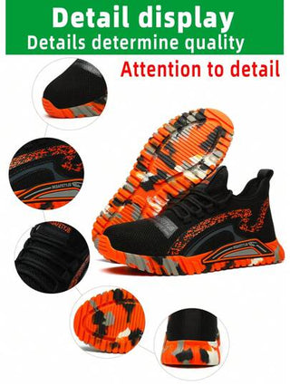 أحذية عمل جديدة مضادة للانزلاق ومقاومة للتآكل والصدمات والثقب مع غطاء حديدية للأصابع، تنفس، خفيفة الوزن ومتينة