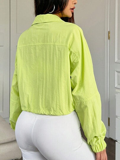Sport Studio جاكيت رياضي بخصر برباط باللون الأخضر الفلورسنت الرائع