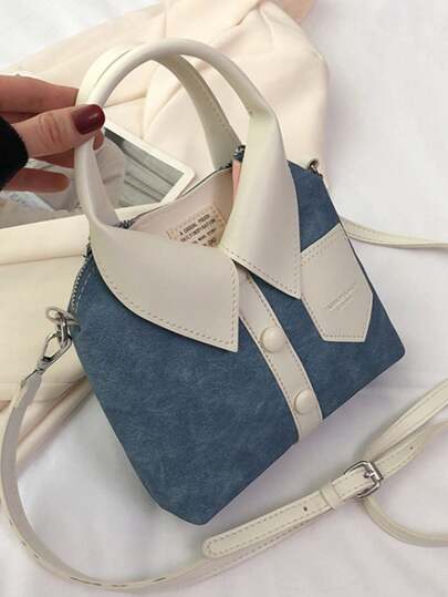 حقيبة على شكل حقيبة قطعة واحدة، مصنوعة من نسيج بيو، مع حزام كتف طويل، نمط فتاة الأدوار، حقيبة للملابس بتصميم بسيط وفريد من نوعه للنساء، صغيرة مربعة عبر الجسم