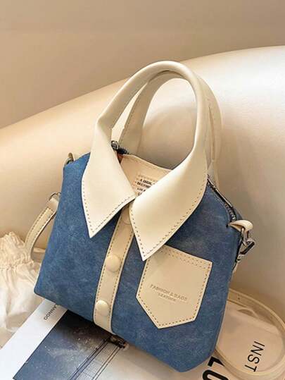 حقيبة على شكل حقيبة قطعة واحدة، مصنوعة من نسيج بيو، مع حزام كتف طويل، نمط فتاة الأدوار، حقيبة للملابس بتصميم بسيط وفريد من نوعه للنساء، صغيرة مربعة عبر الجسم