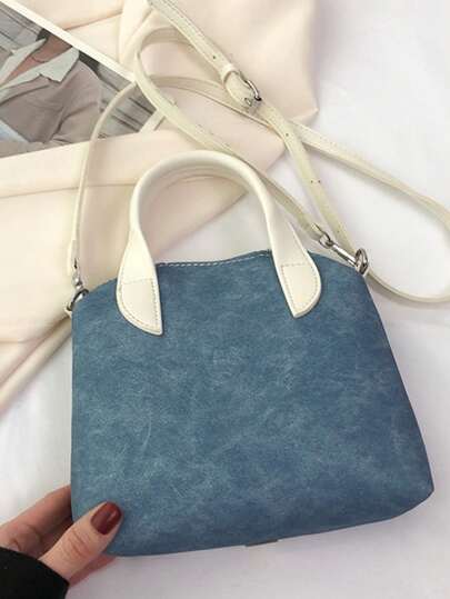 حقيبة على شكل حقيبة قطعة واحدة، مصنوعة من نسيج بيو، مع حزام كتف طويل، نمط فتاة الأدوار، حقيبة للملابس بتصميم بسيط وفريد من نوعه للنساء، صغيرة مربعة عبر الجسم