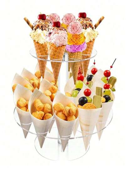 حامل قرص المثلجات، حامل مثلجات أكريليك. حامل مخروط المثلجات الأكريليك مع حامل عرض مخروط البفلو، مناسب للحفلات