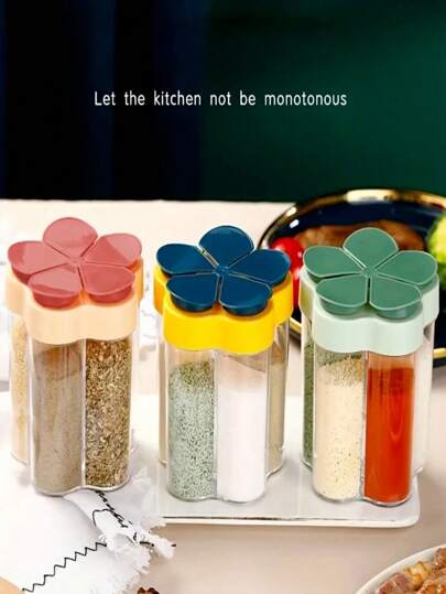 حاوية بها 5 أجزاء للتوابل المحمولة قطعة واحدة للاستخدام في المطبخ المنزلي