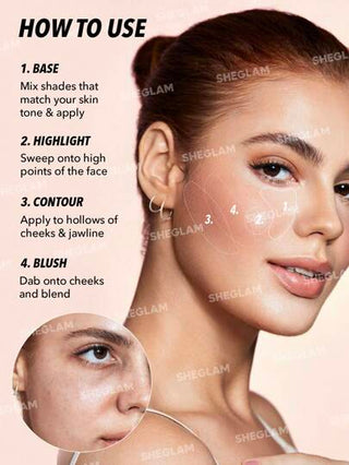 SHEGLAM لوحة الوجه متعددة الوظائف All About That Face-Vanilla Sculpt لوحة الوجه متعددة الوظائف All About That Face-Vanilla Sculpt 12 لونًا بلمسة نهائية متوهجة لوحة متعددة الاستخدامات 3 في 1 خافي عيوب قابل للدمج قاعدة أحمر خدود كونتور هايلايتر مصحح...