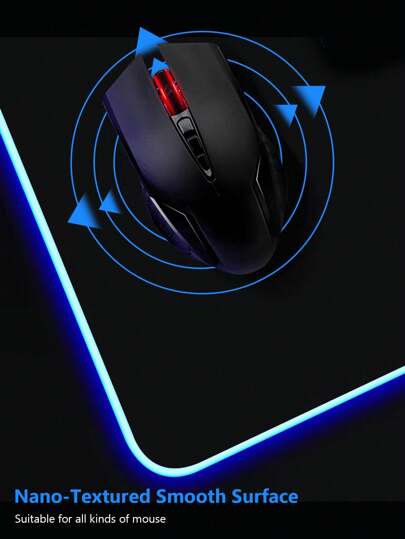 حصيرة فأرة RGB كبيرة جدًا باللون الأسود الصافي 80 سم * 30 سم * 0.3 سم لمكتب / حصيرة فأرة RGB بالأنوار والمياه وحواف دائمة مناسبة لمكتب الكمبيوتر ومكتب الكتابة والدراسة، حصيرة LED مقاس 30 سم * 25 سم