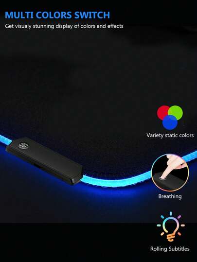 حصيرة فأرة RGB كبيرة جدًا باللون الأسود الصافي 80 سم * 30 سم * 0.3 سم لمكتب / حصيرة فأرة RGB بالأنوار والمياه وحواف دائمة مناسبة لمكتب الكمبيوتر ومكتب الكتابة والدراسة، حصيرة LED مقاس 30 سم * 25 سم