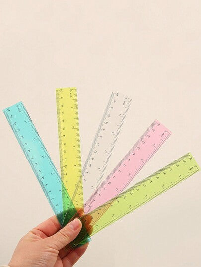 أدوات مكتبية ومدرسية مسطرة مستقيمة للقياسات والرسم 20 سم ملونة من البلاستيك 5 قطع