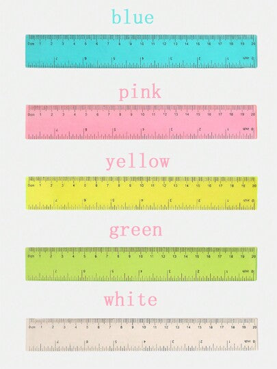 أدوات مكتبية ومدرسية مسطرة مستقيمة للقياسات والرسم 20 سم ملونة من البلاستيك 5 قطع