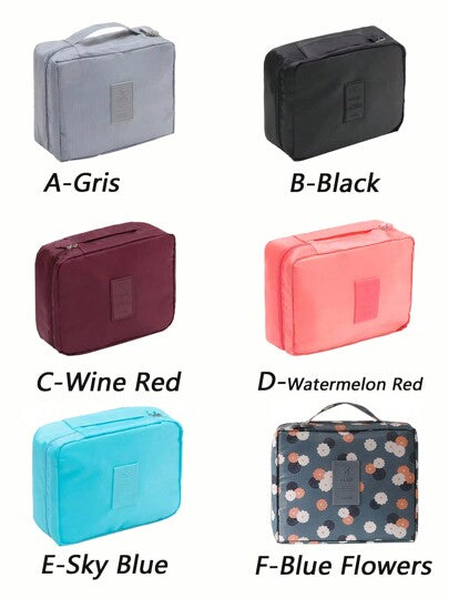 حقيبة تجميل متعددة الوظائف قطعة واحدة، حقيبة تخزين تجميل للسفر، حقيبة قسم مقاومة للماء والتي يمكن استخدامها لتخزين أقلام التجميل، لوحة الظلال، أحمر الشفاه، المرآة وأدوات التجميل الأخرى منظم أساسيات السفر والتجميل هدايا زيبرة ملحقات الأظافر