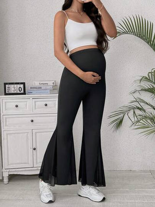 سروال حمل فضفاض وضيق بتصميم مطوي ولون سادة مريح