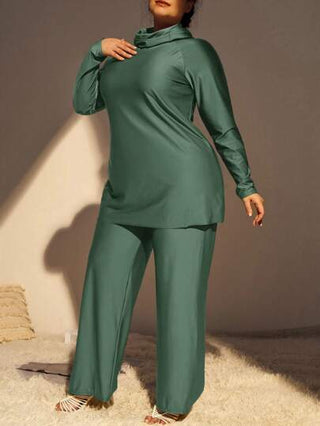 Swim Mulvari ملابس سباحة عباءة تغطي الجسم بالكامل مع قبعة ذات أكمام طويلة ومقاسات كبيرة ، مجموعة ملابس سباحة تجمع بين البنطلون والتنكيني ، ملابس سباحة عربية متواضعة مناسبة للشاطئ