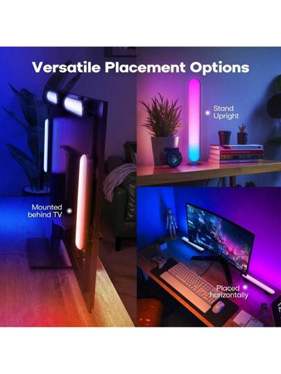 1/2 عبوة إضاءة محيطة ليد للمكتب، شريط ليد ذكي، أضواء شريطية RGB بريموت كنترول، أضواء خلفية ليد للتلفزيون بريموت كنترول للألعاب، السينما، الكمبيوتر، ديكور الغرفة
