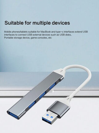 Reletech USB فاصل 3.0 سبائك الألومنيوم السرعه العاليه 4 فتحات USB محطة لرسو السفن واحد متعدد مظهر الخارجي محول حاسوب محمول خارجي مفتاح فأرة حاسوب USB مشترك كهربائي