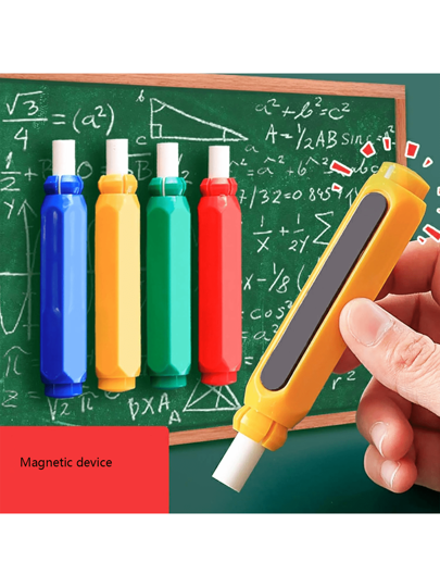 أدوات مكتبية ومدرسية حامل الطباشير الدافع 1 قطعة للمدرسين، مشبك الطباشير للسبورة السوداء حامل الطباشير للرسم على السبورة الرسمية، حامل ممحاة السبورة السوداء، حامل الطباشير بصندوق تخزين بلاستيكي مغناطيسي للأطفال
