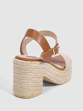 Styleloop أحذية نسائية كعب عالي مزخرف حذاء صنادل موضة منصة للصيف خريجين كعب سهرة عطلة أحذية صيفية تنزيلات إحساس بوهيمي أحذية فينتاج كوتاجكور فرنسي أحذية هالوين