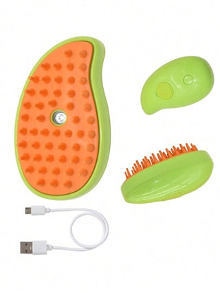 جهاز تشابك ونتف فرو الحيوانات الأليفة متعدد الوظائف 1 قطعة، بلون أصفر/أخضر، فرشاة تدليك للحيوانات الأليفة ذاتية التنظيف، فرشاة بخار سيليكون للحيوانات الأليفة، تُستخدم لإزالة التشابك والفراء المترهل، رش بلمسة واحدة، مقاوم للتطاير الشعر، تدليك حمام...