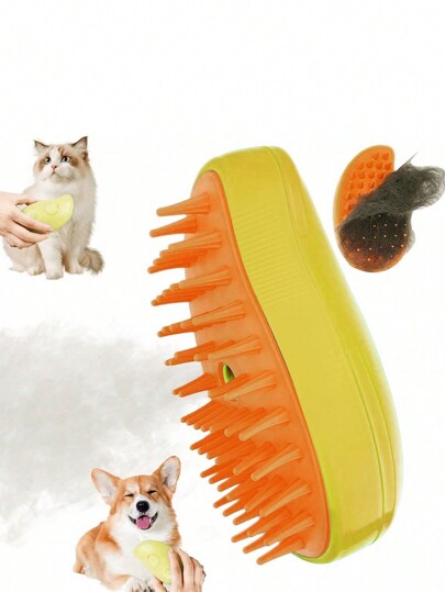 1 فرشاة حيوانات أليفة متعددة الوظائف باللون الأصفر/الأخضر، فرشاة تدليك ذاتية التنظيف للحيوانات الأليفة، فرشاة بخار سيليكون للحيوانات الأليفة. تستخدم لإزالة الشعر المتشابك والفضفاض، برش بلمسة واحدة، مضاد لتطاير الشعر، تدليك حمام للقطط فرشاة بخار كلاب...