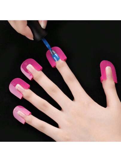 طقم حماية الأظافر 26 قطعة - واقيات منحنية لحماية من التلطخ عند الطلاء - 10 أحجام مناسبة ومريحة لمناكير سهل - أساسي لعشاق تصميم الأظافر، حقيبة، منظم، تخزين