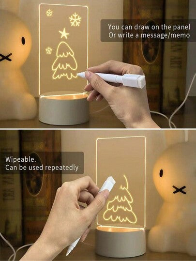 لوحة رسائل LED مضيئة قطعة واحدة، مصباح طاولة بقلم وقابل للمسح بالطاقة USB، لديكور طاولة غرفة النوم، والمنضدة، وغرفة المعيشة والكمبيوتر والهدية في المناسبات للأصدقاء والأحباب