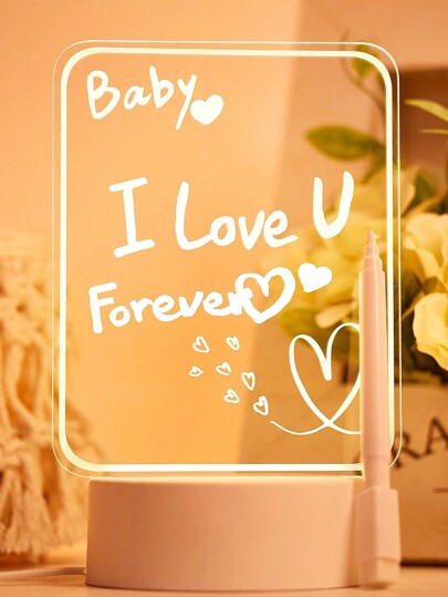 لوحة رسائل LED مضيئة قطعة واحدة، مصباح طاولة بقلم وقابل للمسح بالطاقة USB، لديكور طاولة غرفة النوم، والمنضدة، وغرفة المعيشة والكمبيوتر والهدية في المناسبات للأصدقاء والأحباب