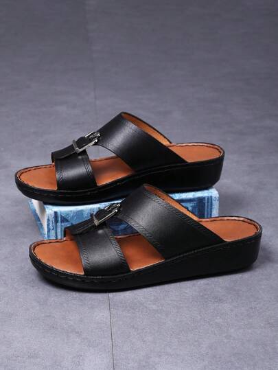 صنادل رجالي كاجوال خفيفة الوزن ، سميكة الوحدة ، مانعة للإنزلاق ومقاومة للاستهلاك ، ذات وحدة سوية لطيفة ، مقاس كبير