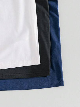 SHEIN 3 قطع تيشرتات صيفية بأكمام قصيرة ورقبة دائرية و قَصة فضفاضة للصَبيان لمرحلة المُراهَقين مع نمط في التصميم