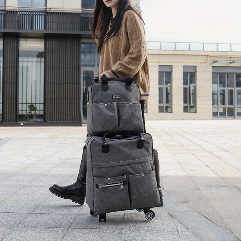 حقيبة سفر نسائية متينة وعصرية - خفيفة الوزن بسعة كبيرة مع حقيبة كتف، مثالية لعطلات نهاية الأسبوع والرحلات العملية