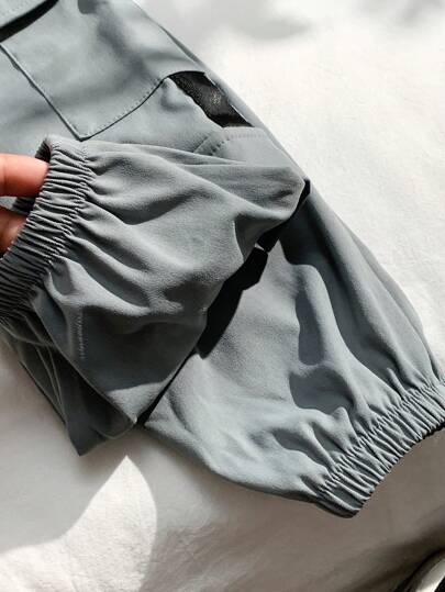 بنطال طفل رضيع قطعة واحدة بخصر كاجوال مطبوع عليه حرف، متعدد الجيوب والسحاب، مناسب للربيع والخريف والشتاء، للارتداء اليومي، المنزل، الخارج، والرياضة