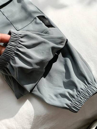 بنطال طفل رضيع قطعة واحدة بخصر كاجوال مطبوع عليه حرف، متعدد الجيوب والسحاب، مناسب للربيع والخريف والشتاء، للارتداء اليومي، المنزل، الخارج، والرياضة